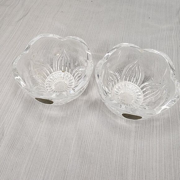 Set / 2 Candle Holders Genuine 24% Lead Crystal Glass Cristal d'Arques France EC - Picture 5 of 12